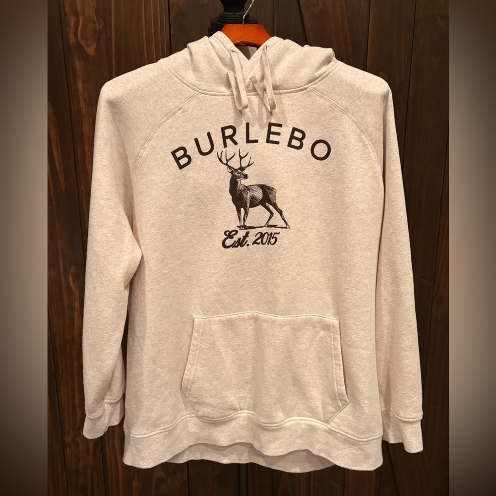 Burlebo Deer Logo Fleece Hoodie Cream/Oatmeal XL Pullover Sweatshirt